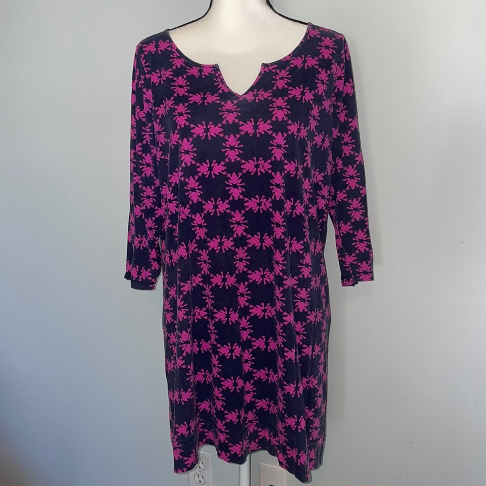 Lilly Pulitzer Purple 3/4 Length Sleeve Frog Dress size Large